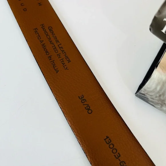 JOSEPH ABBOUD Belt Genuine Leather Gunmetal Buckle Handcrafted In Italy - Picture 10 of 15